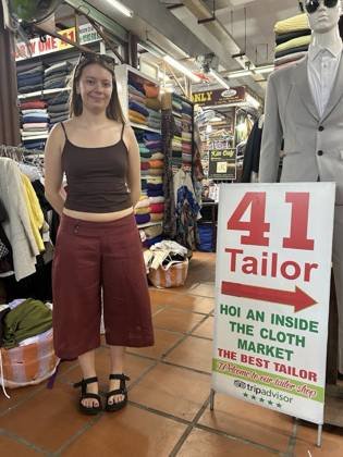 Clothes made at 41 Tailor Hoi An Cloth Market, photo by a customer (Hannah Jones)