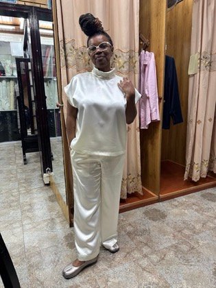 Clothes made at A Dong Silk, photo by a customer (Leigh Raiford)