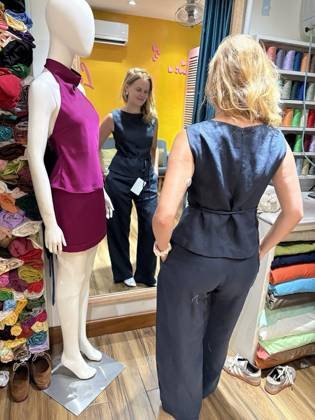 Clothes made at Blue Eye Tailor, photo by a customer (Catharina)