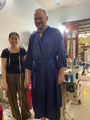 Clothes made at Hoi An Tailor-Made Kimono by Vy, photo by a customer (Stig Stavnskær)