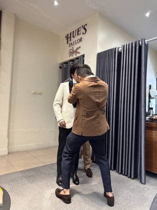 Clothes made at Hue's Tailor, photo by a customer (Prince)