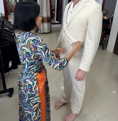 Clothes made at Kimmy Tailor, photo by a customer (Samantha)