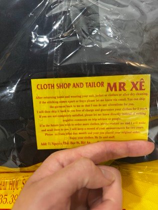 Clothes made at Mr. XE, photo by a customer (Madison Root)