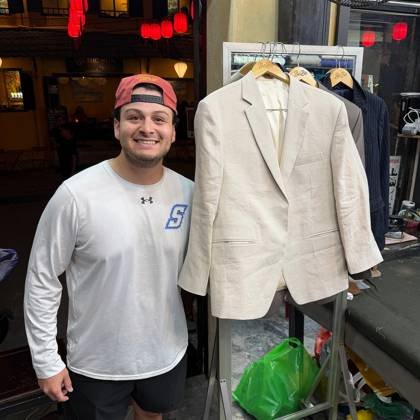 Clothes made at Mr. XE, photo by a customer (Alexis E)