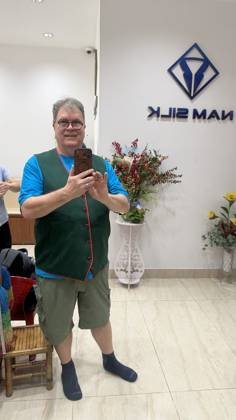 Clothes made at Namsilk Tailor, photo by a customer (Jeff Winters)
