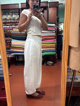 Clothes made at Pink Lotus Tailor, photo by a customer (Keiai O)