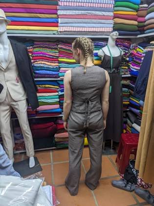 Clothes made at Red Apple Tailor, photo by a customer (Bronte O'Dell)