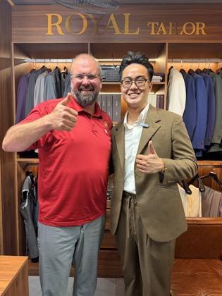 Clothes made at Royal Bespoke Tailor, photo by a customer (Golden Rule Commercial Insurance)