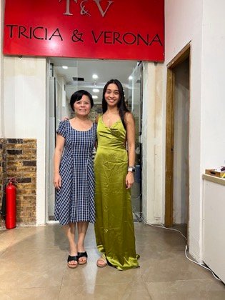 Clothes made at Tricia & Verona tailor, photo by a customer (Clare Sab)