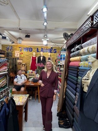 Clothes made at Two Ladies Tailor, photo by a customer (Kirstin Clark)